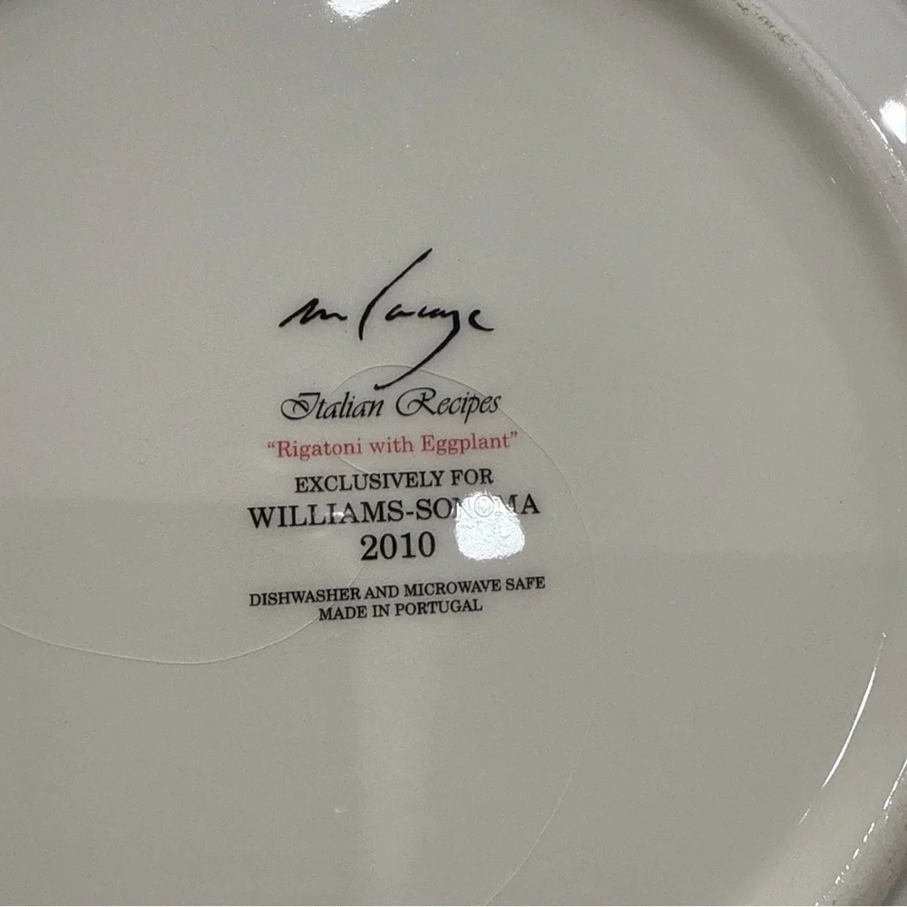 Williams Sonoma Ceramic Recipe Salad Plates with Red Rims  (Set of 6)